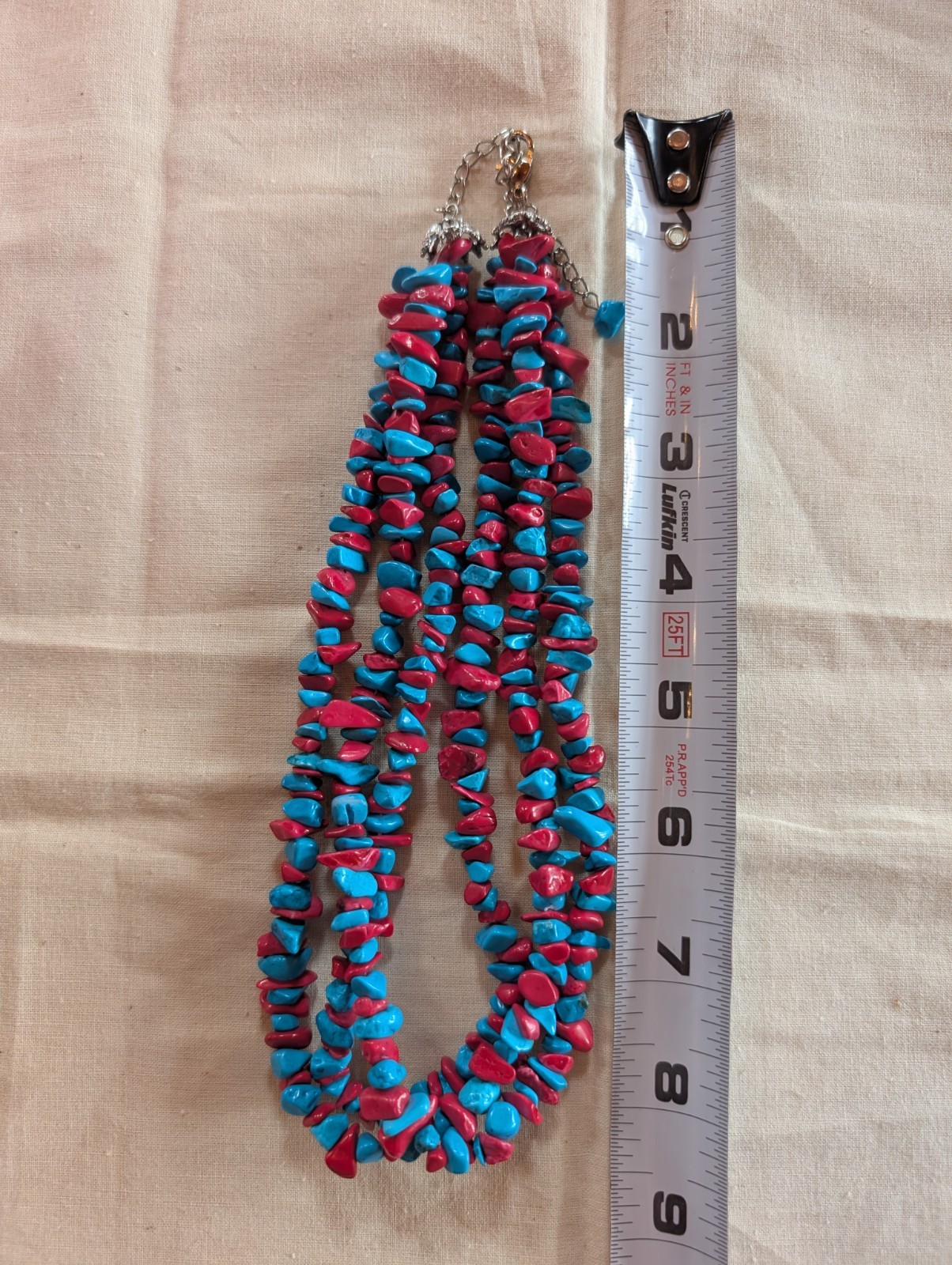 Multi-Stand Tumbled Turquoise And Red Coral Chip Stones