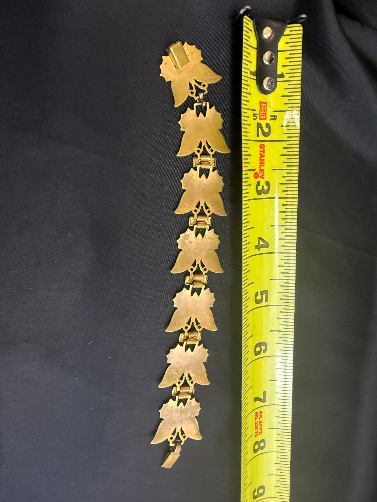Vintage Articulated Butterfly Panel Bracelet Gold Silver Tone 7.5 Inch