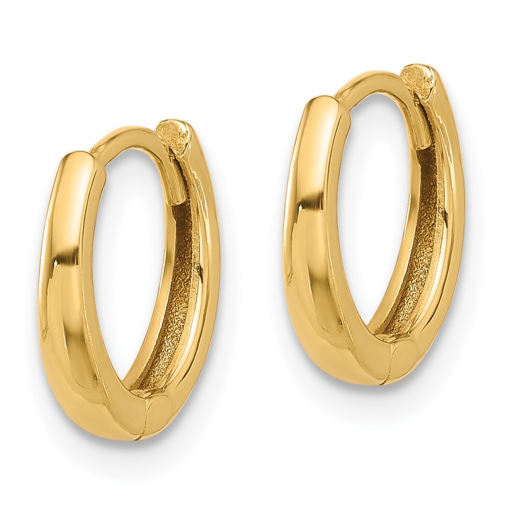14K Yellow Gold Polished Hinged Hoop Earrings L-11.5 mm, W-12.4 mm