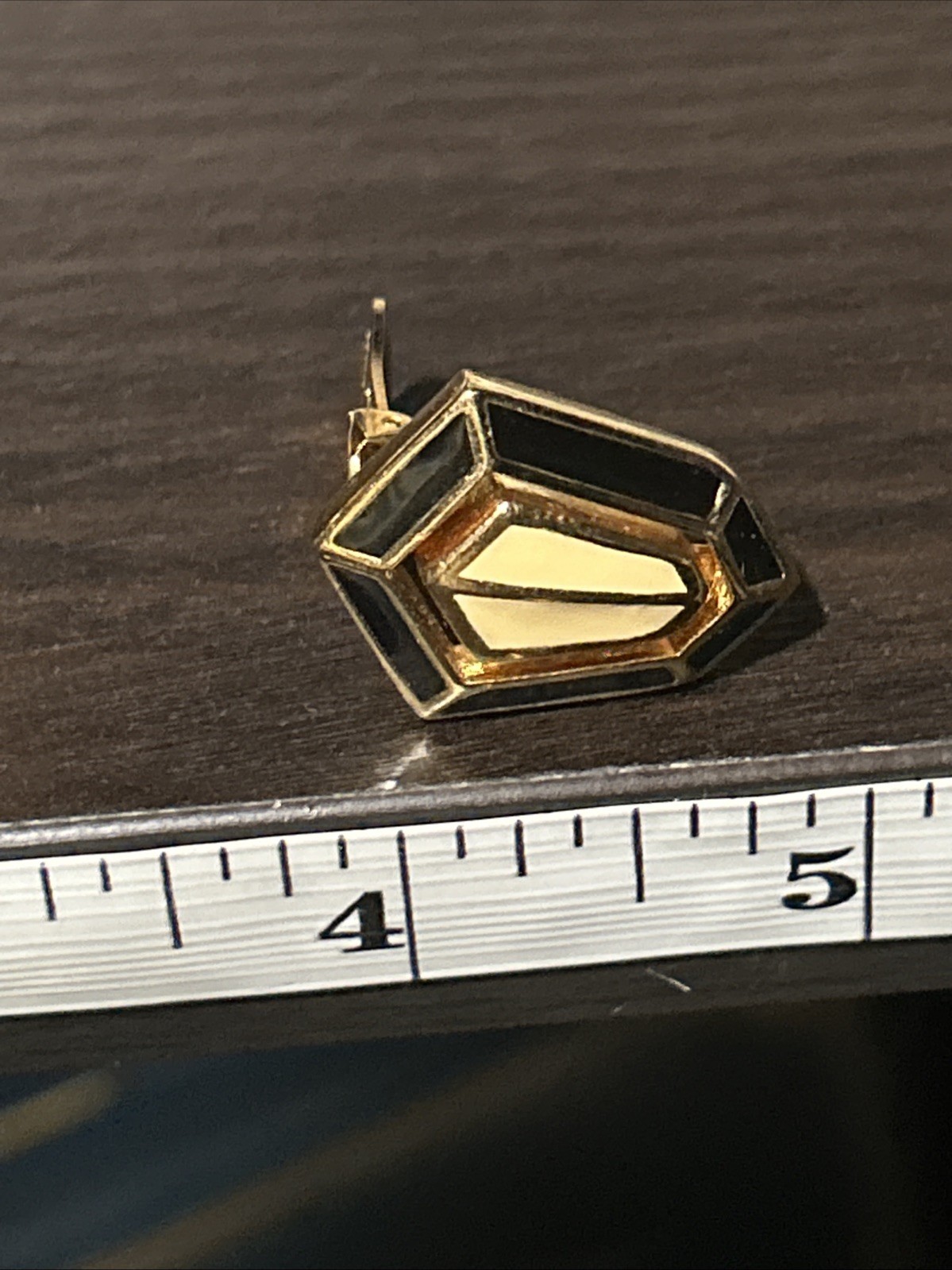 Vintage Signed Christian Dior Black Cream Enamel Open Work Clip Earrings Patent