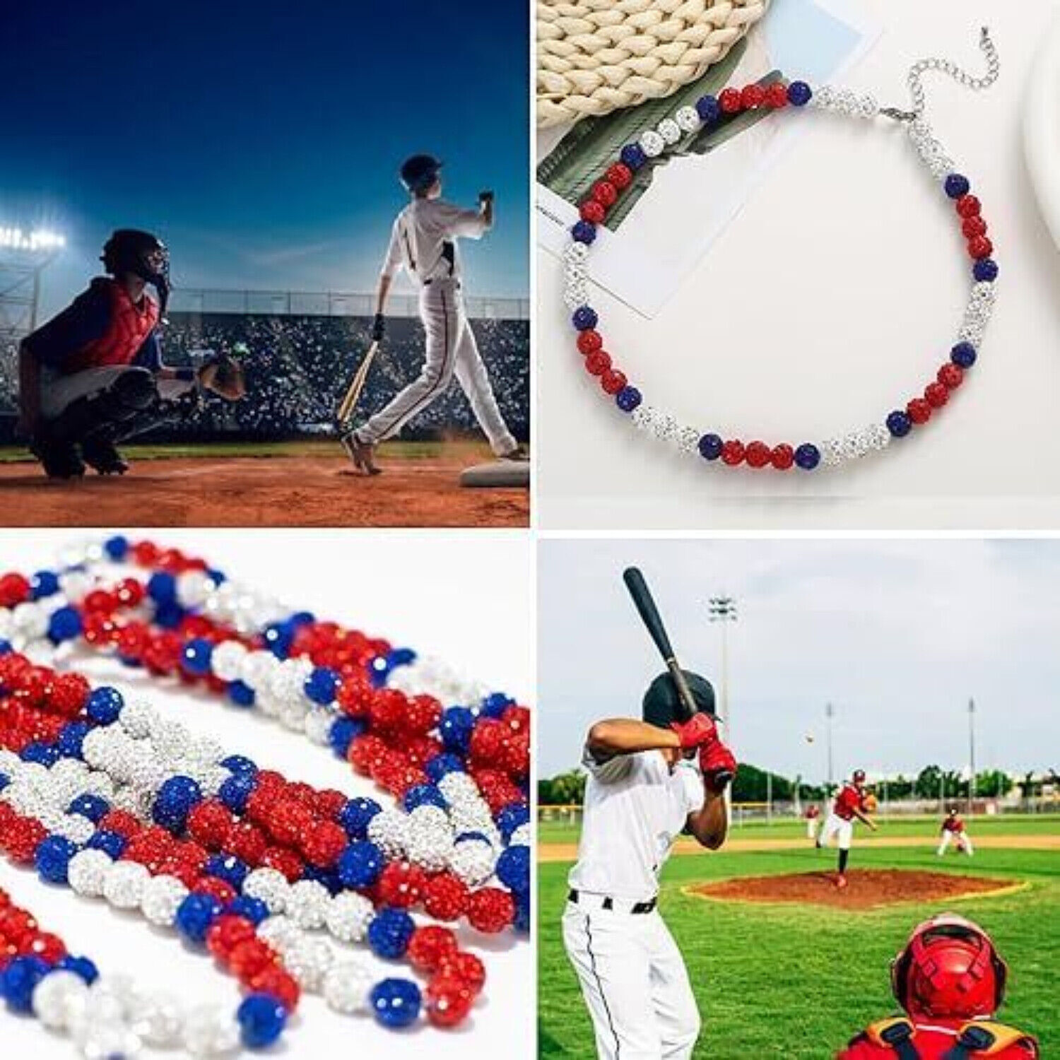 Baseball Ice Necklace Bling Beaded Rhinestone Gift for Boy Men 18 Colors 6 Sizes