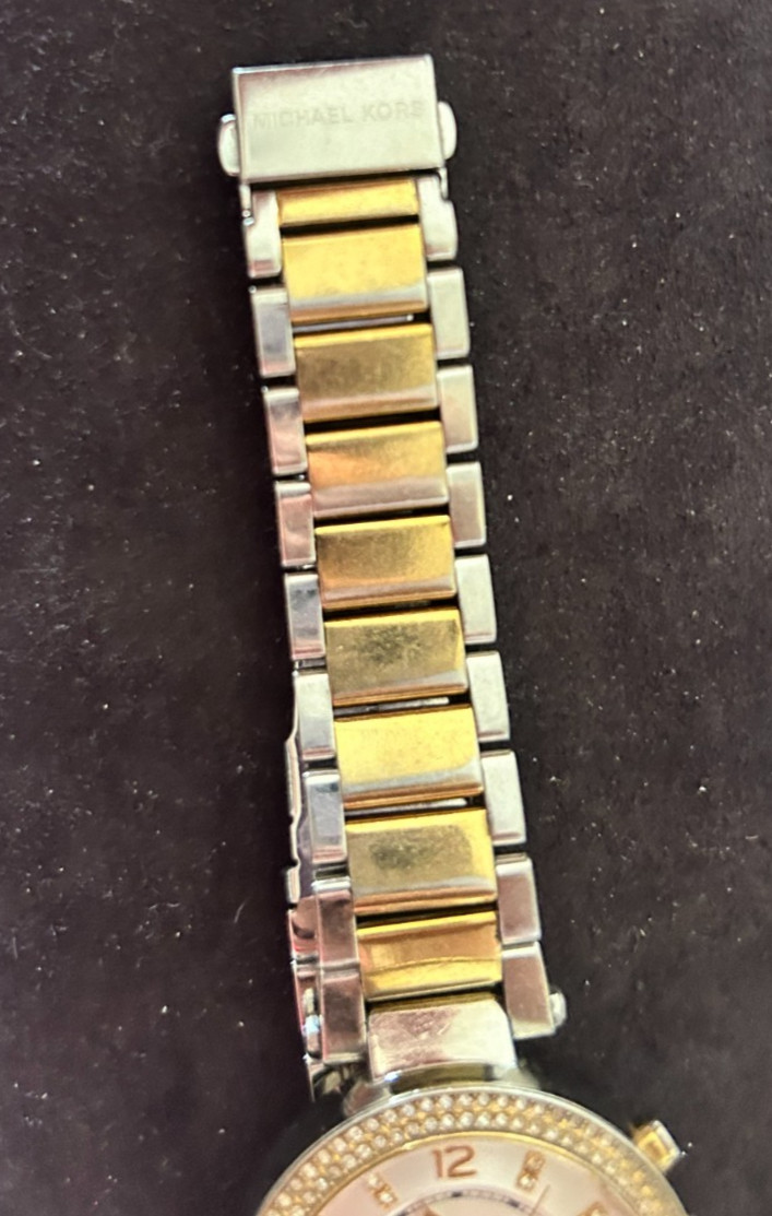 Michael Kors Parker Two-Tone Chronograph Watch MK5626 Crystal Bezel Read