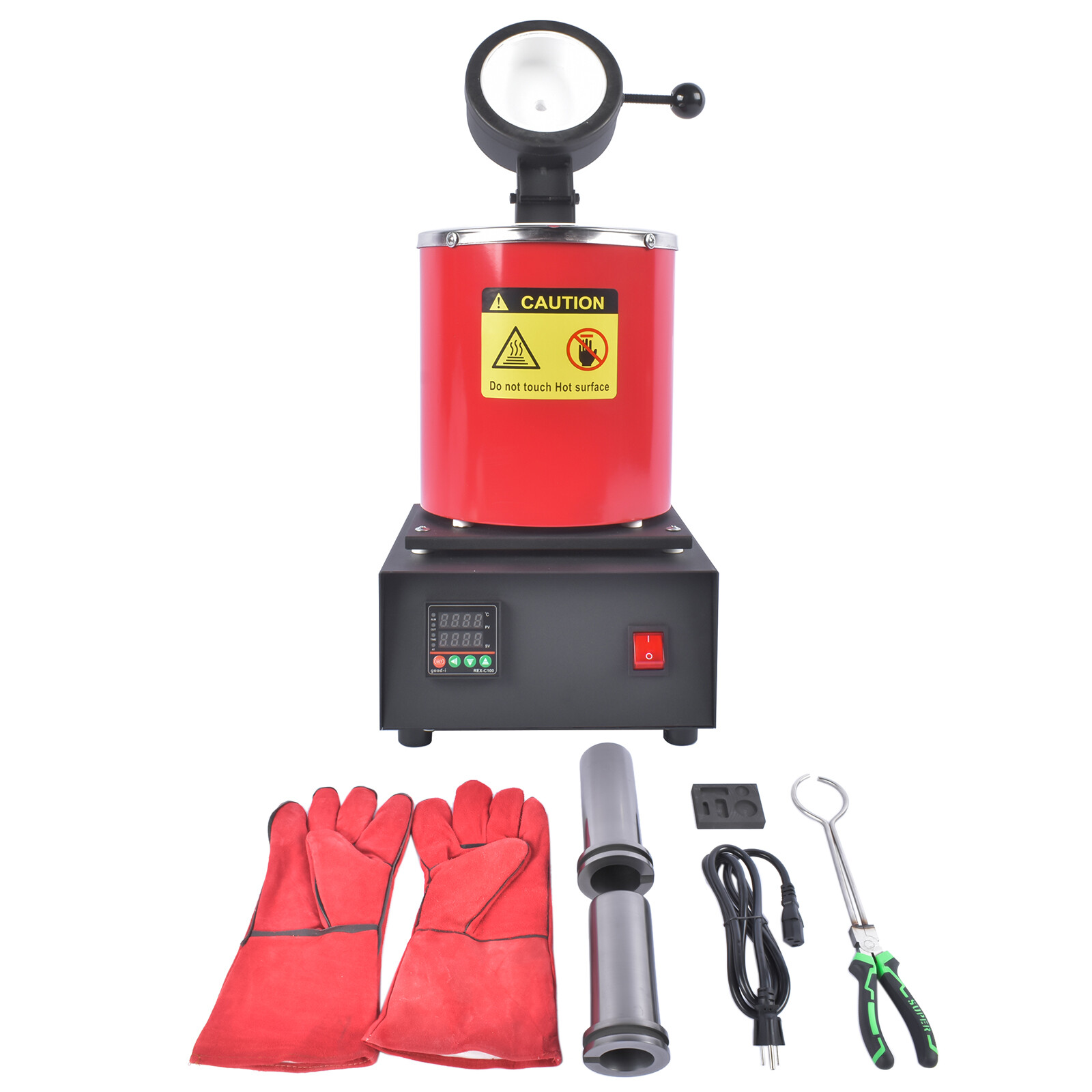 Gold Melting Furnace 1500W 1150°C/2102°F for Smelting Metal 110V 1KG 2KG 3KG Red