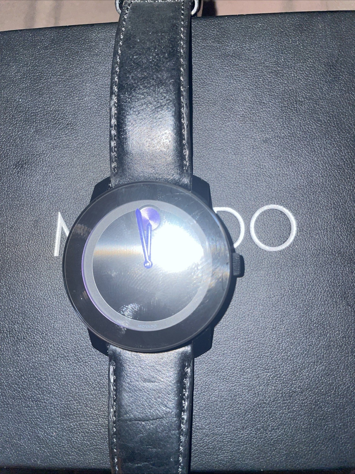 Movado Bold Quartz Men’s Black Stainless Steel Bracelet Watch Black/Blue Dial