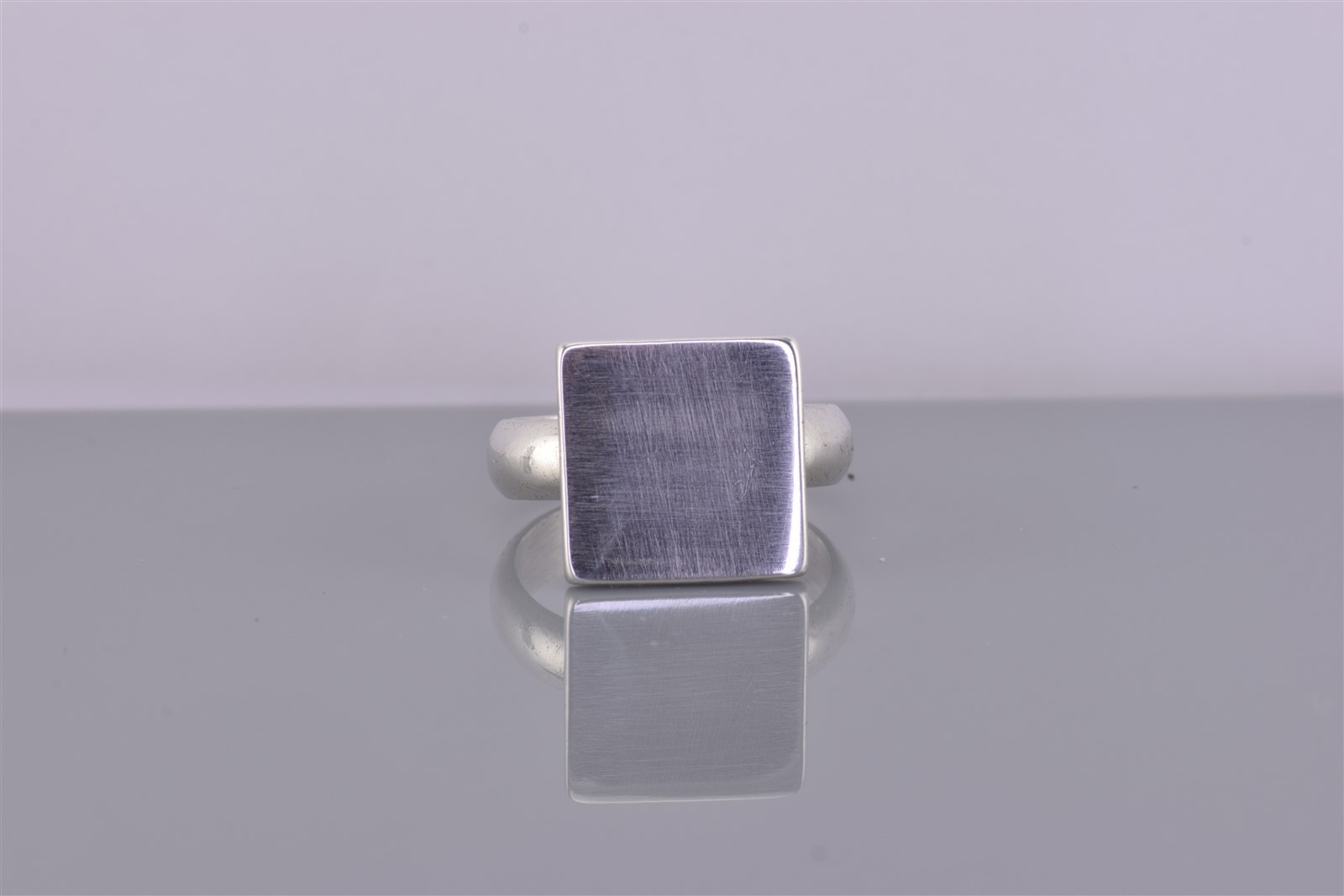 Sterling Silver 14mm Square Engravable Block Box Band Ring 925 Sz: 8