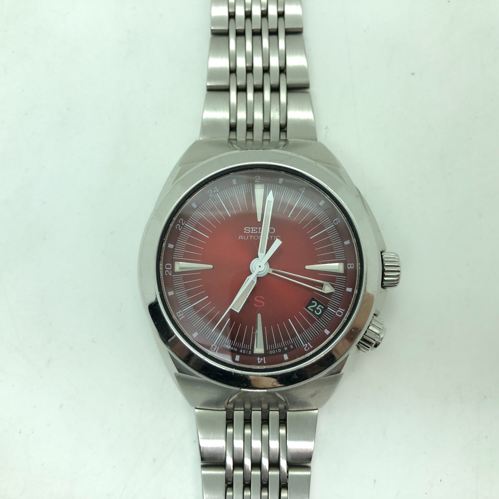 [w2350] SEIKO SUS 4S12-0010 SCFF007 Automatic All original Red dial 25J EX/VG