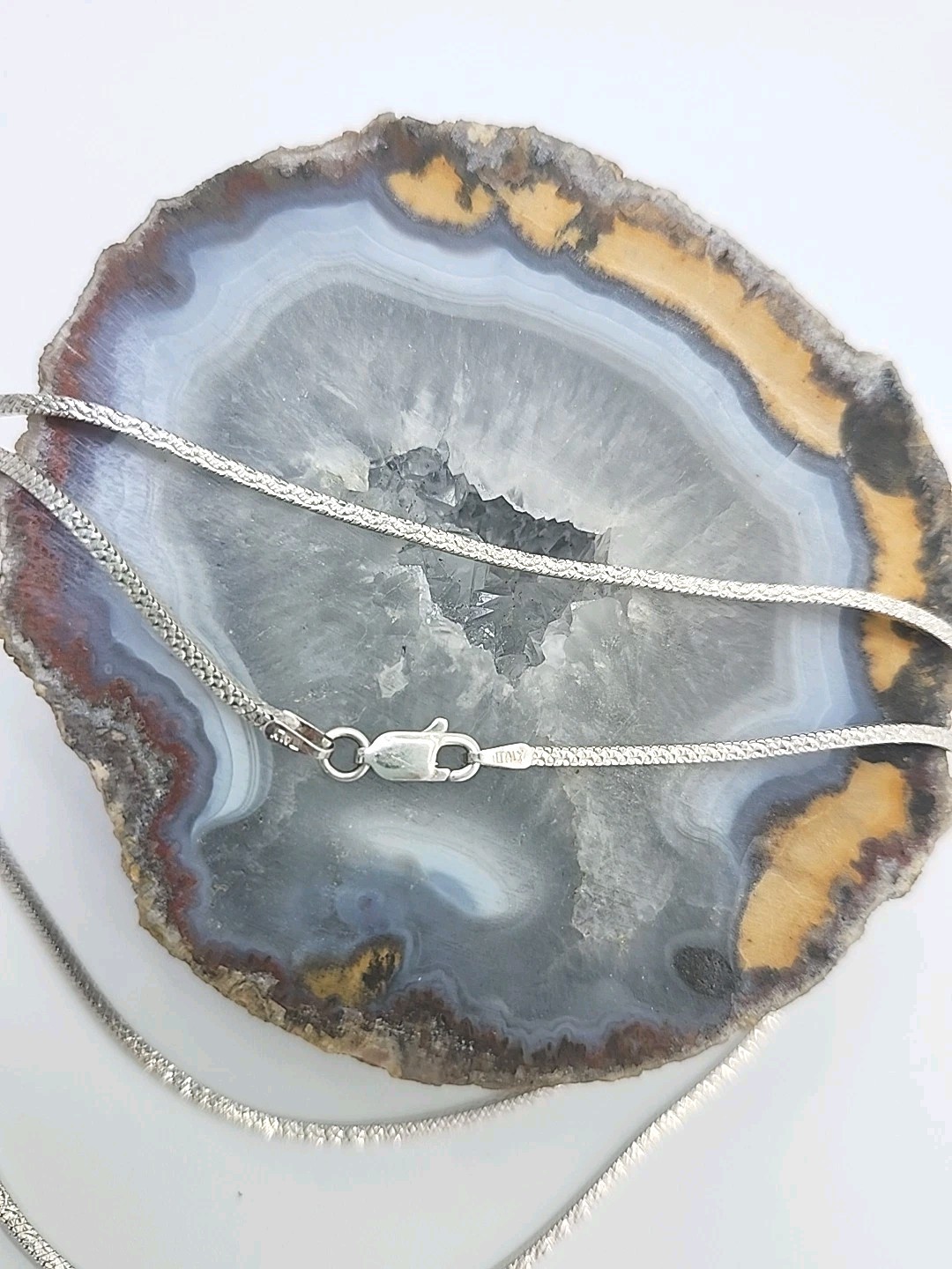 Solid 925 Sterling Silver Square Diamond Cut 24″Snake Italian Necklace Fine Jewe