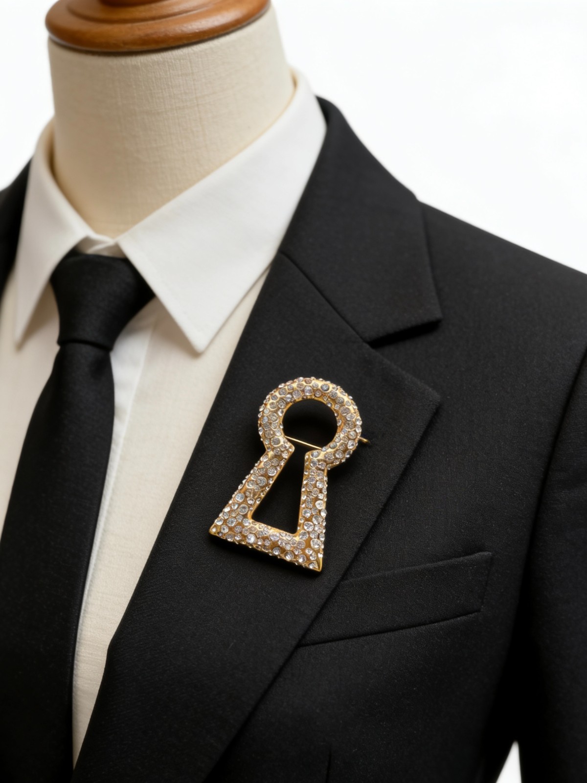 Keyhole Rhinestone Brooch. With Box and Dust Bag.