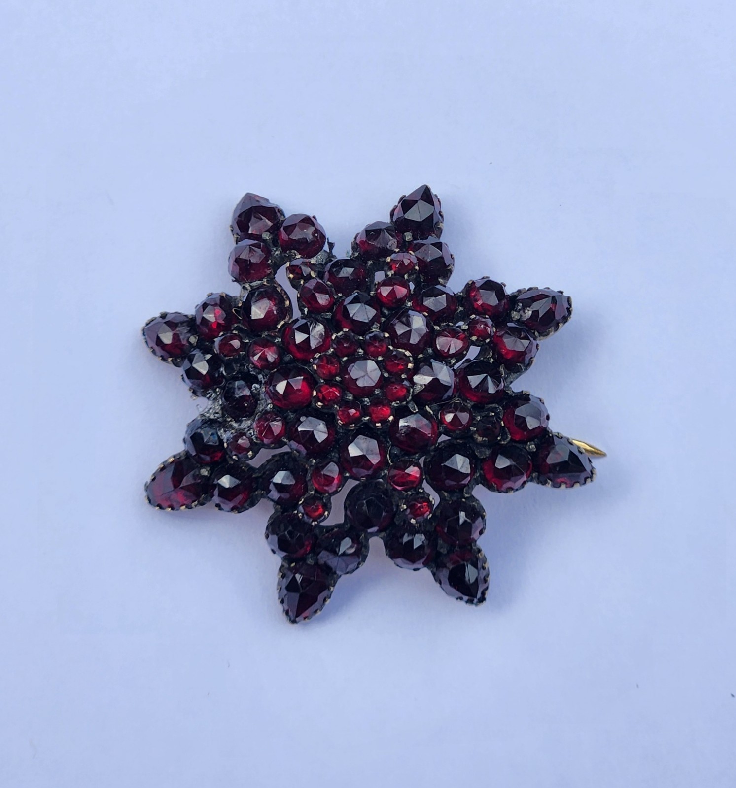 Garnet Brooch Pin Star Layered C Clasp Gold Filled (Loose Pin) Antique Germany