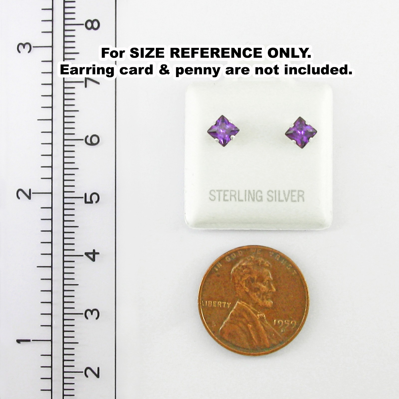 4mm Square Amethyst Simulant Post Earrings – SOLID ‘925’ Sterling Silver