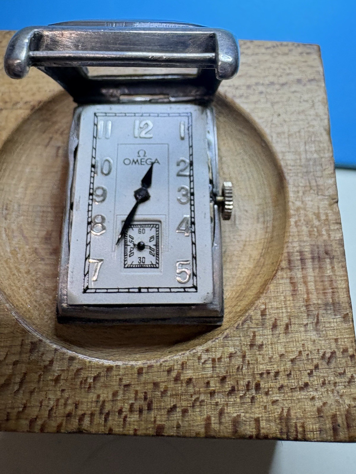 Vintage 1935 Omega Tank 20f 17Jewel Men’s Mechanical Wristwatch Silver Case