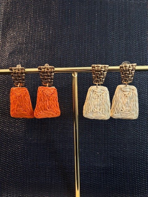 Gold w/Orange and Gold w/White earrings
