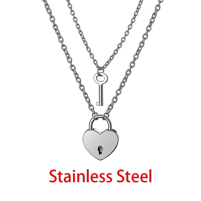Stainless Steel I Love You Heart His Her Couple Pendant Necklace