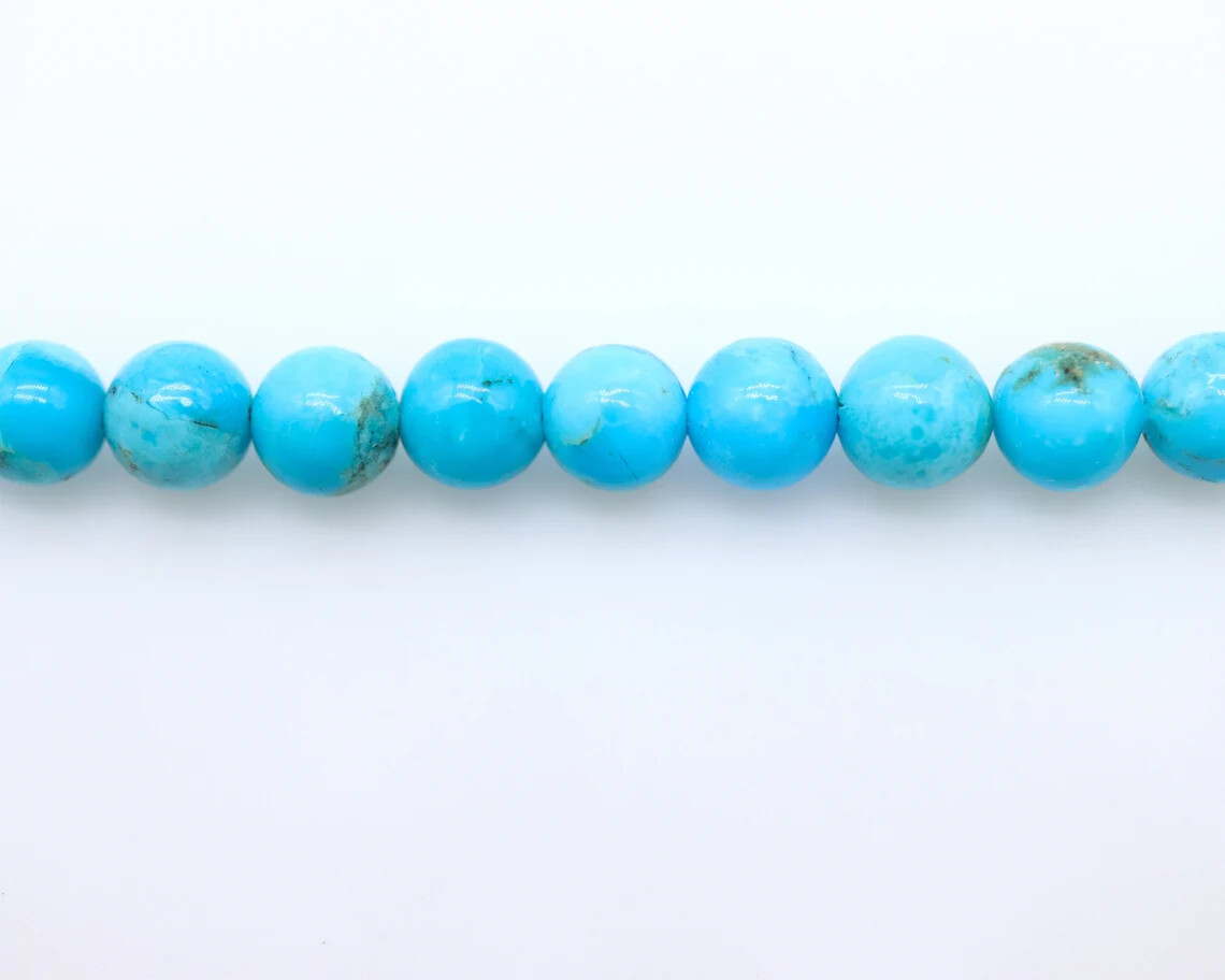 Soft Sky Blue Kingman Arizona Turquoise Necklace, 6mm Round Gemstone Choker