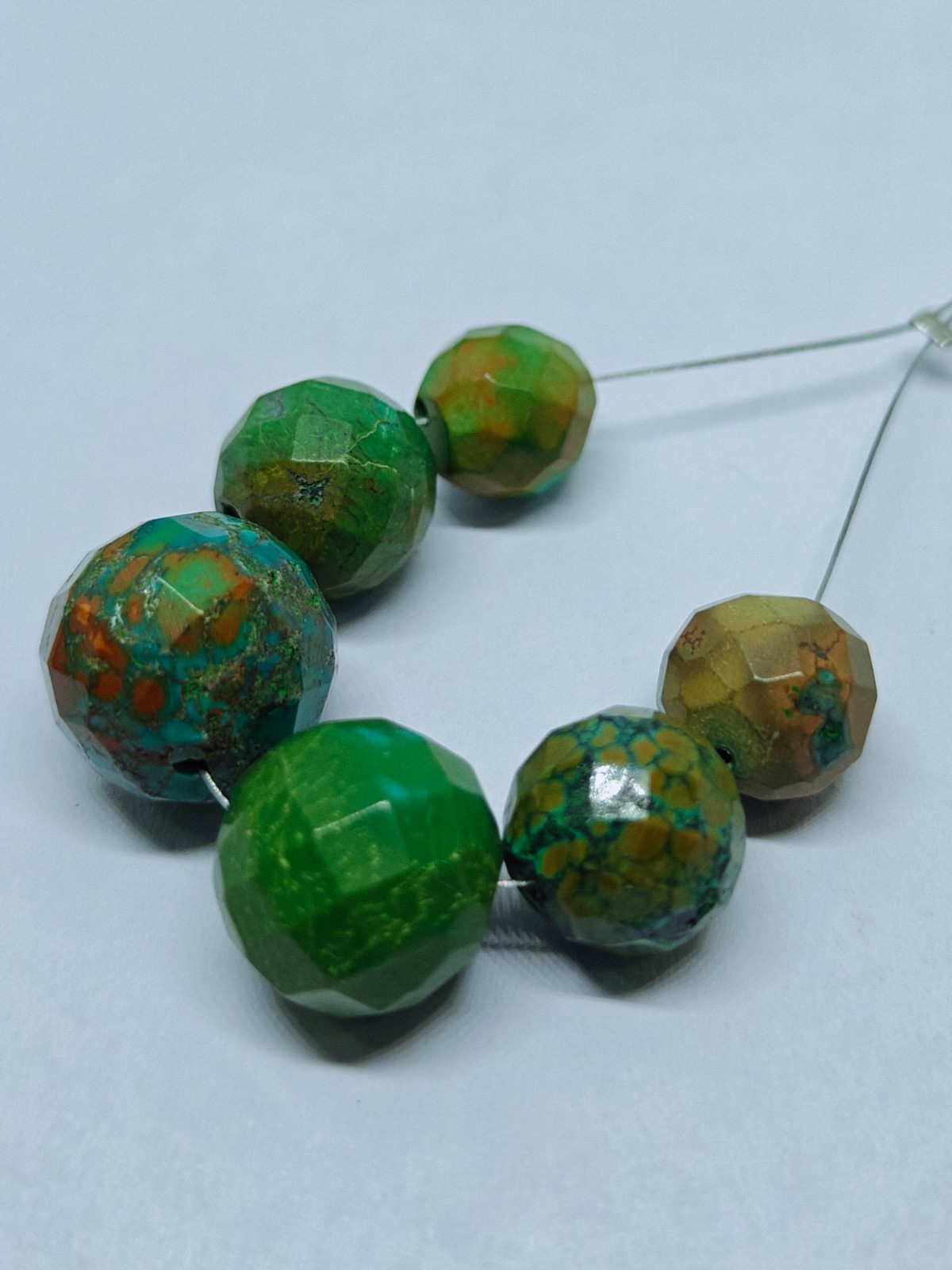 Genuine Natural Turquoise Faceted Round Beads, Loose Hubie Gemstone For Jewelry