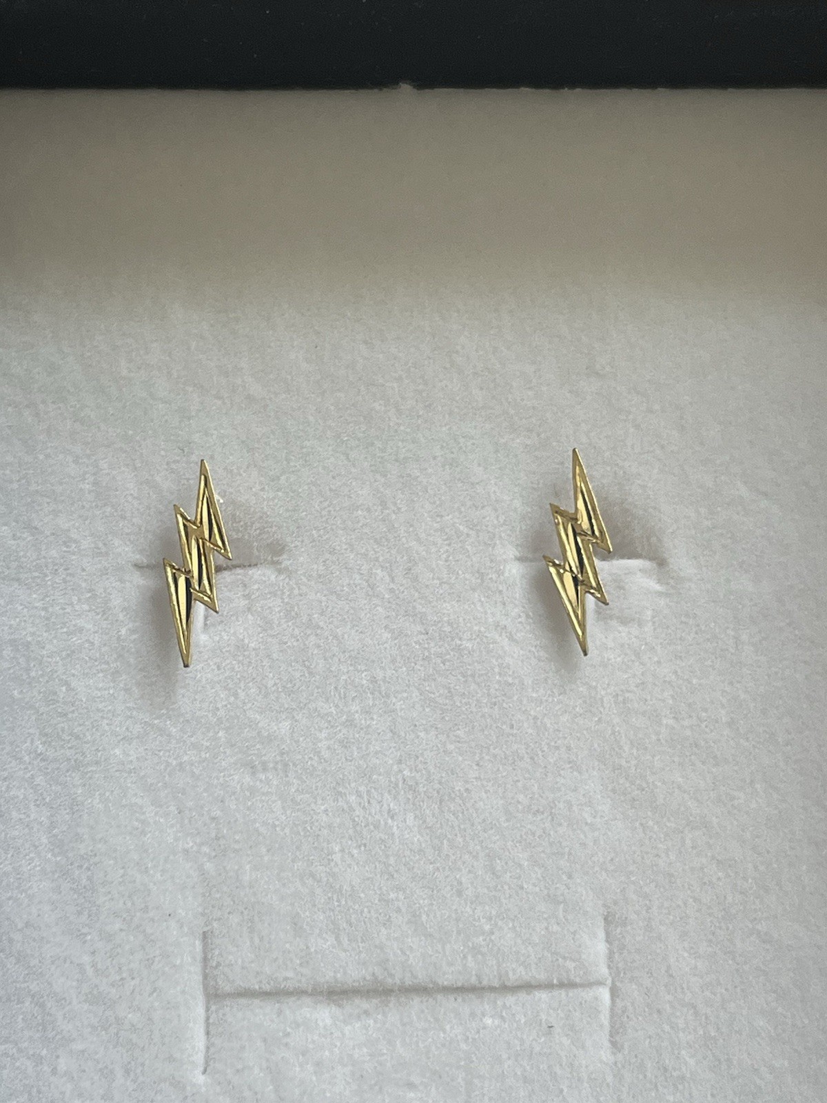 14k Solid Gold Thunderbolt 4x13mm Stud Earrings For Him/her