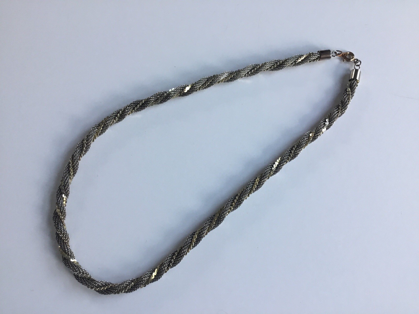 Elegant 1/4” Thick Necklace/Silver-plated Round Chain Twisted With Gold Plated