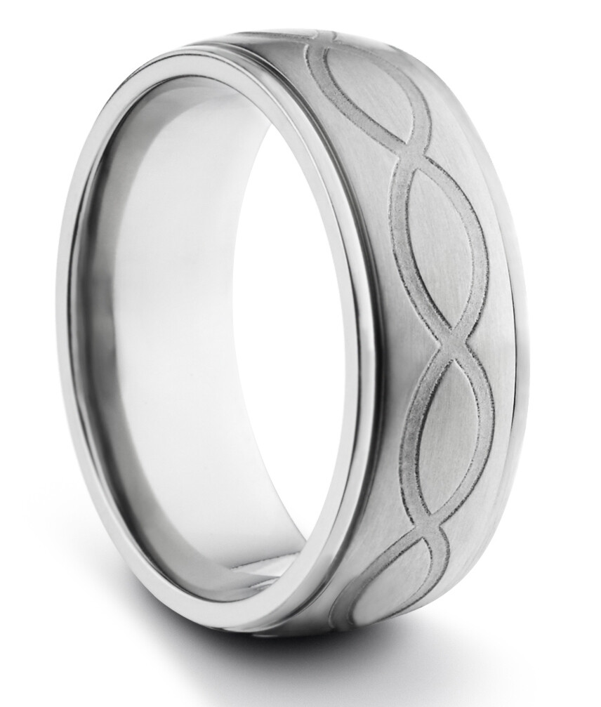 TungstenMasters 8MM/6MM TITANIUM Mens/Womens Infinity Loop Wedding Band Ring