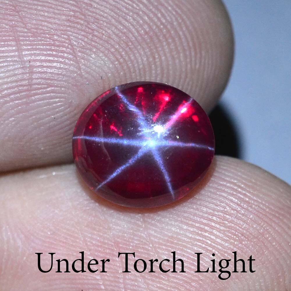 6.95 Ct 10.5×9.3 MM Red Ruby Star Sapphire 6 Rays Lab Corundum VDO RRS9760