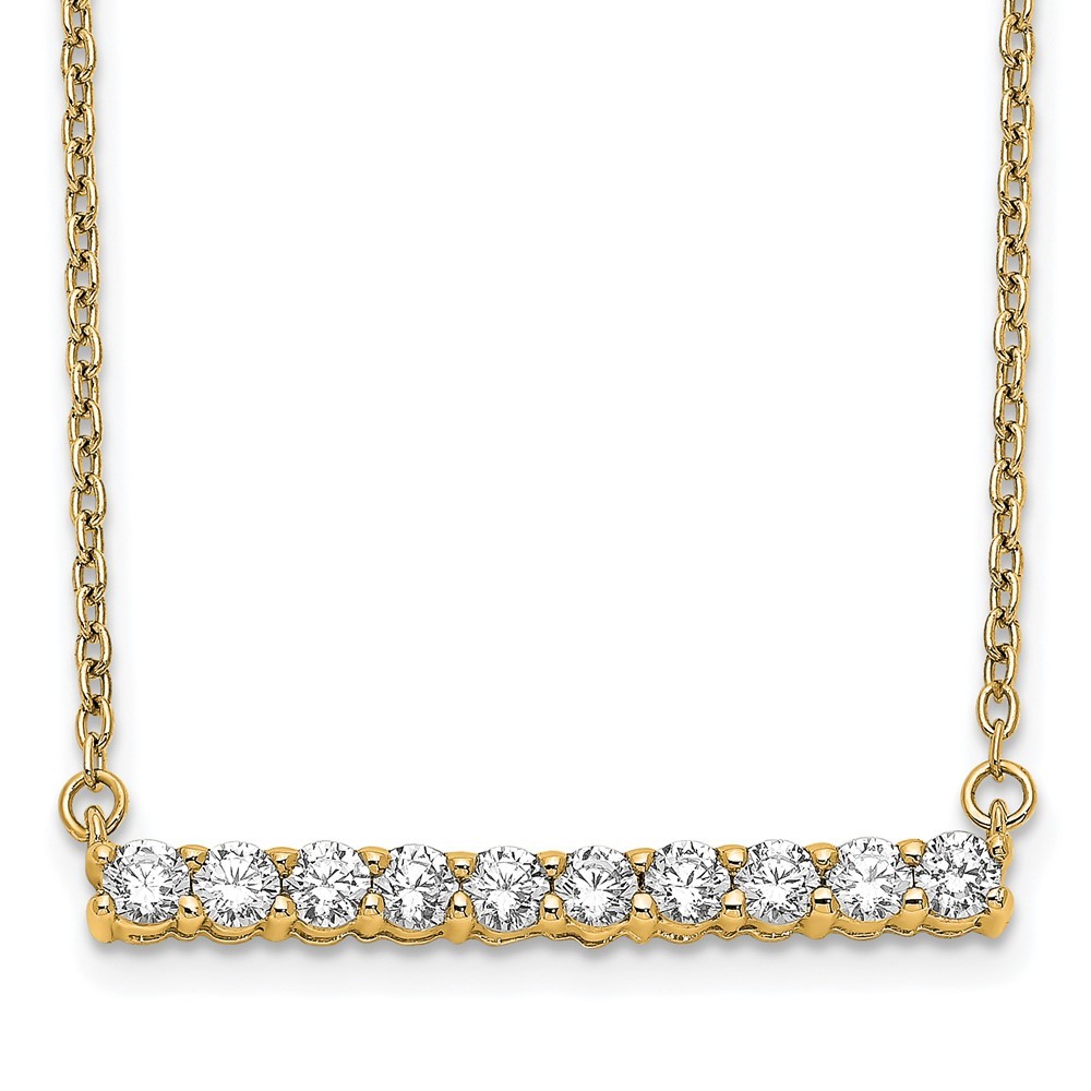 14k Yellow Gold 1/2 carat Lab Grown Diamond Bar Pendant Necklace 18″ VS/SI, G