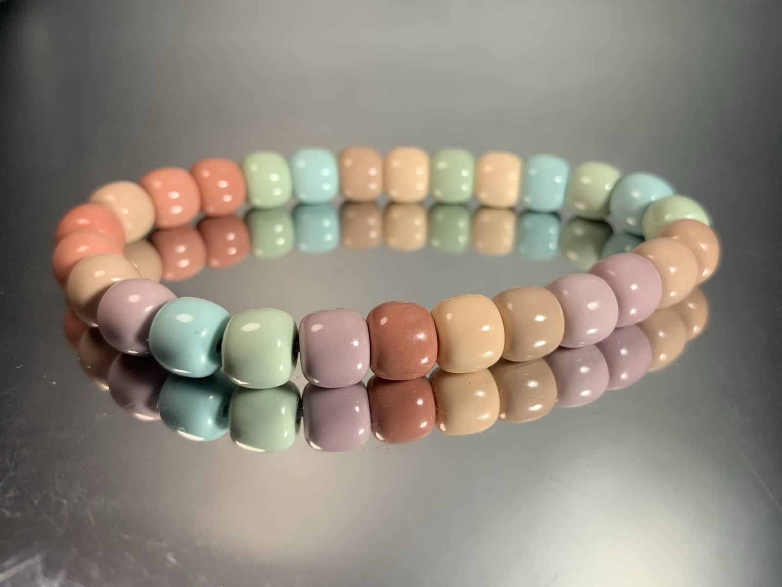 7.6mm Natural Magnesite Bracelet / Rainbow-Coated