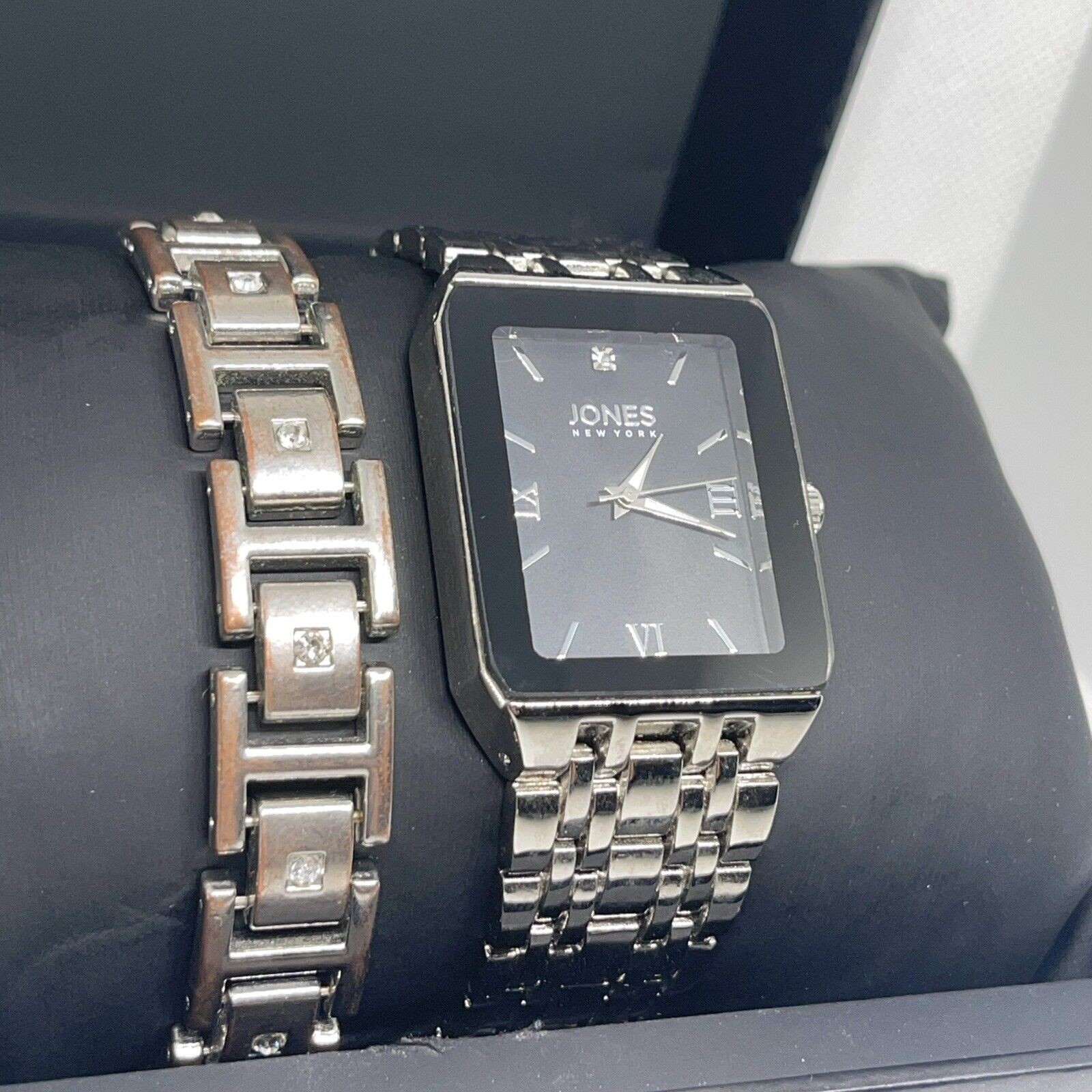 Jones NY Stainless Steel Men’s Watch Bracelet (2 Piece Set)Sleek Stylish Fashion