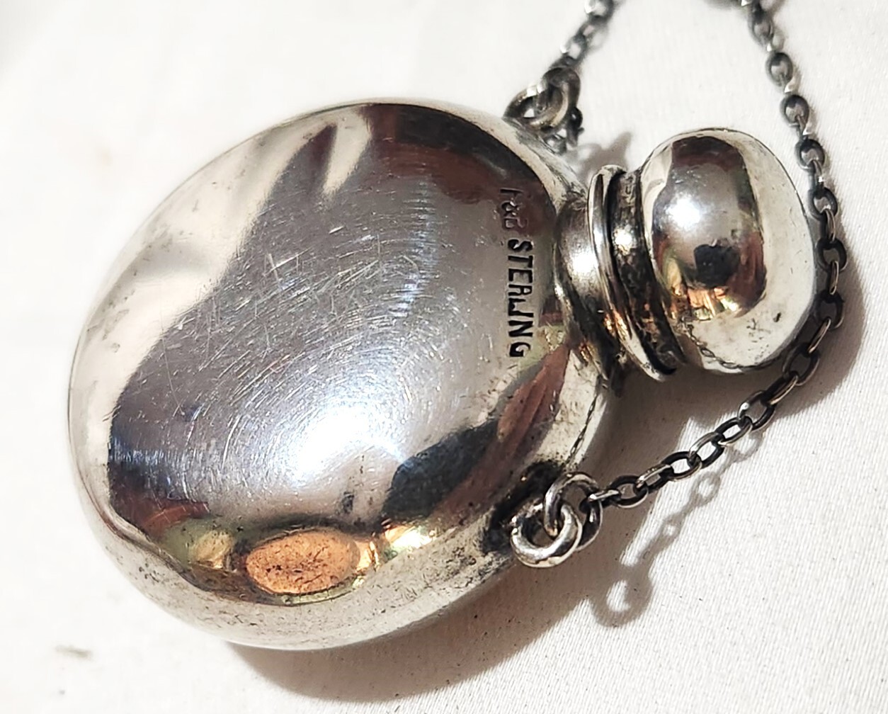 Theodore Foster & Bro F & B Sterling Silver Chatelaine Perfume Flask Pendant
