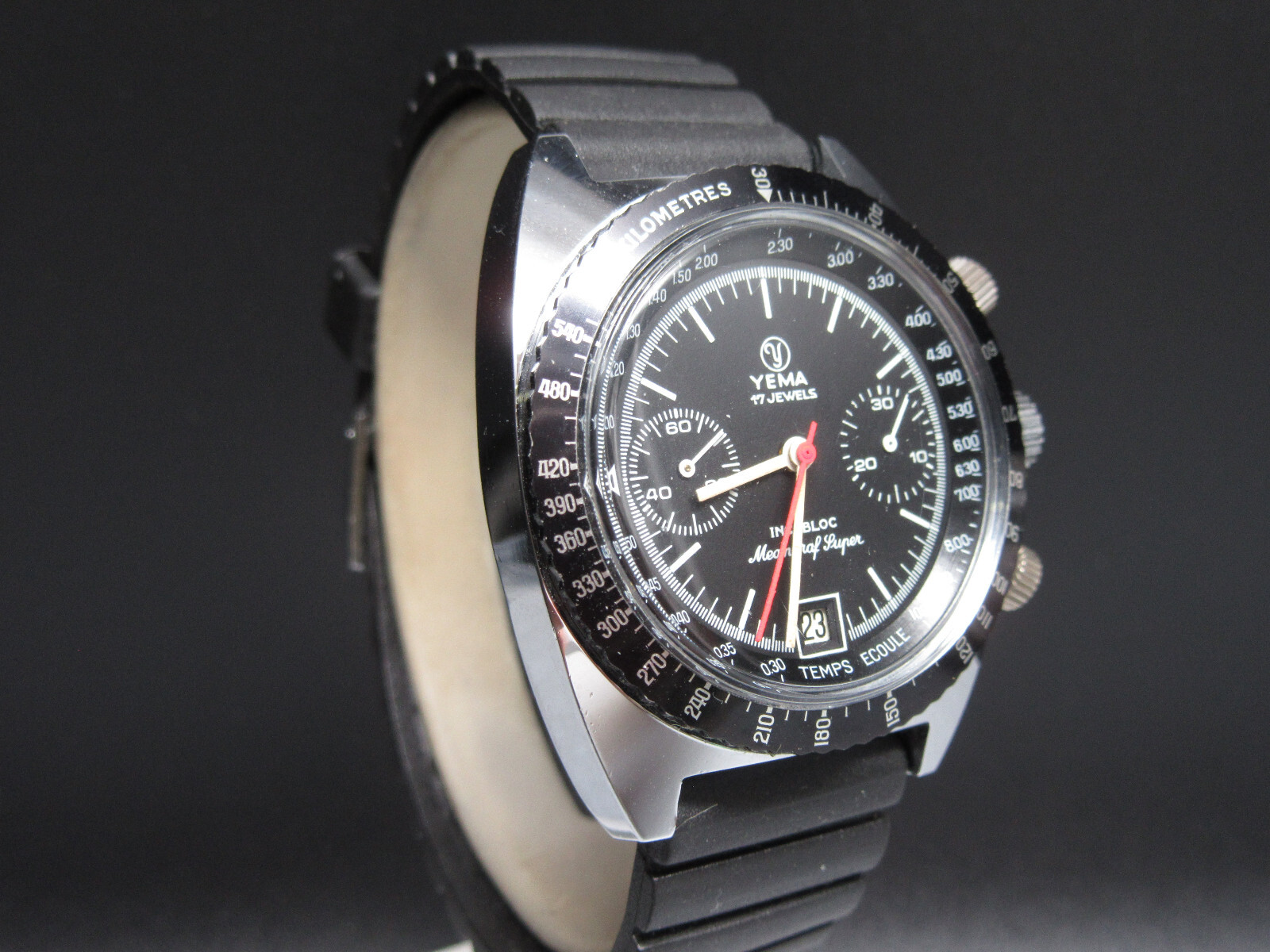 N57⭐⭐ Vintage ” YEMA Meangraf Super ” Chronograph Valjoux 7734 Watch ⭐⭐NOS