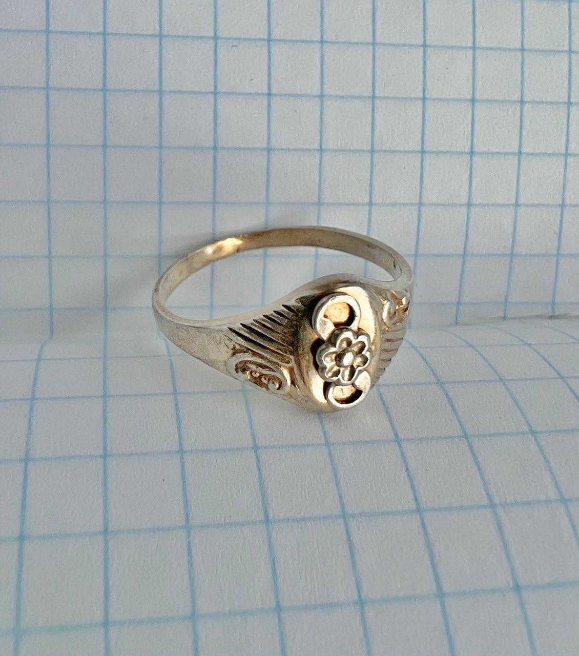 Vintage Soviet USSR 875 Silver Ring Kharkiv Jewelry Factory Size 9 Star Hallmark