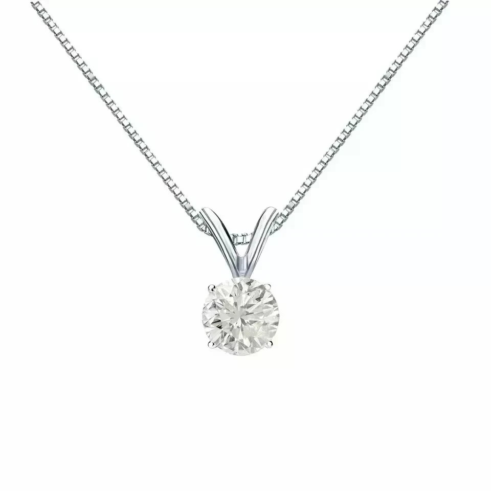 2 Ct Round Cut White Moissanite Solitaire Women Pendant 14K White Gold Plated