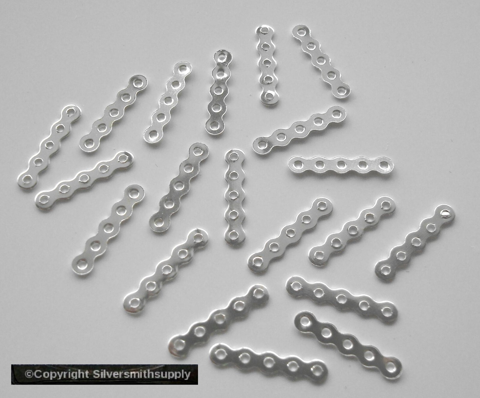 Bracelet spacer bars 5 strand necklaces SILVER plt 20pcs Use 4mm beads FPS172
