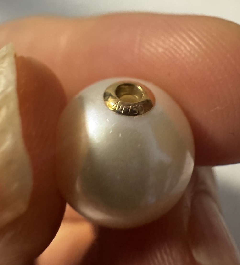 white freshwater pearl round 10.8mm lulutong 18k gold Pendant 925 Necklace NIB