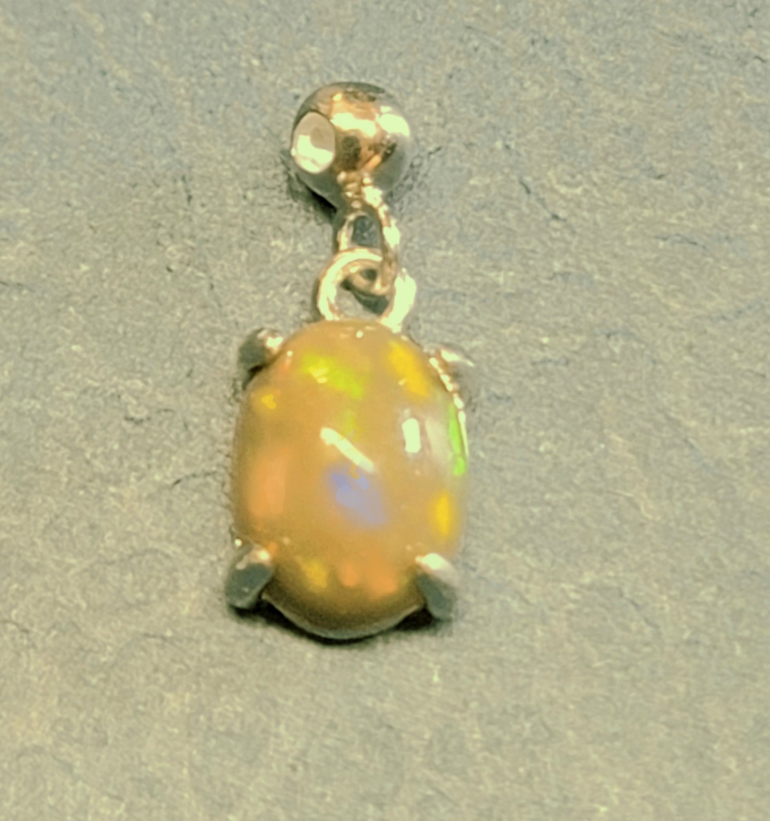Ethiopian Dark Fire Opal Charm/Pendant 8×6 925 Sterling Silver (SEE DETAILS)