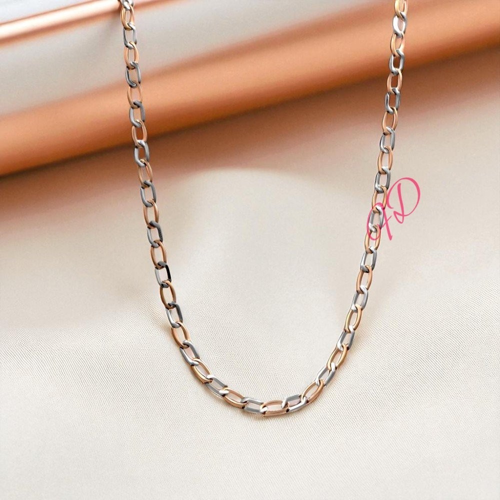 4.1 MM Platinum Designer Chain 18k Rose Gold Length 20 Inch Necklace PT950