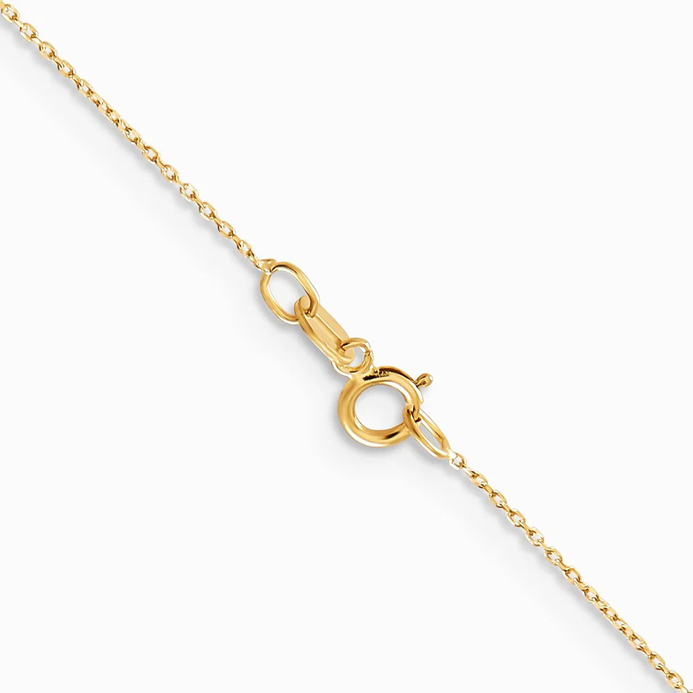 14K Yellow Gold .6mm Diamond-Cut Round Open Link Cable Chain Necklace 14″-24″