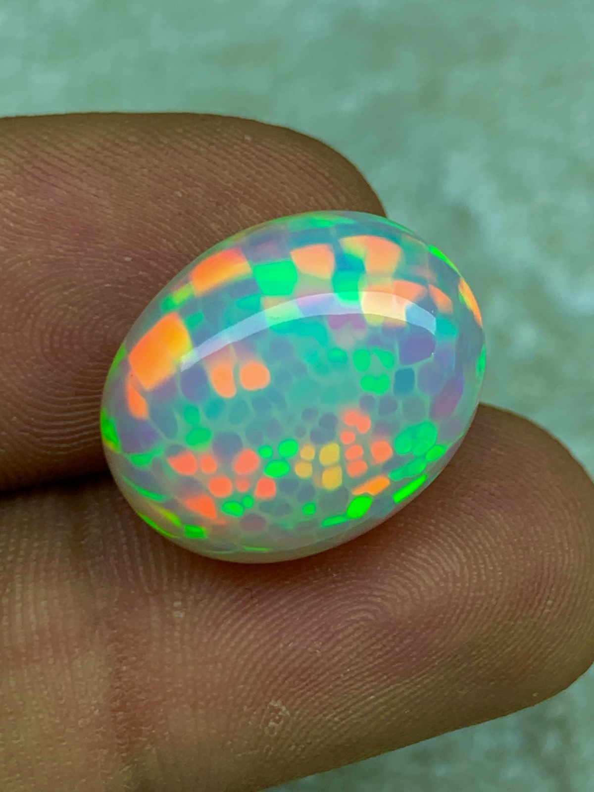 Perfect Honeycomb 12.90crt Natural Ethiopian Welo Opal Oval Cabochon Loose Gem