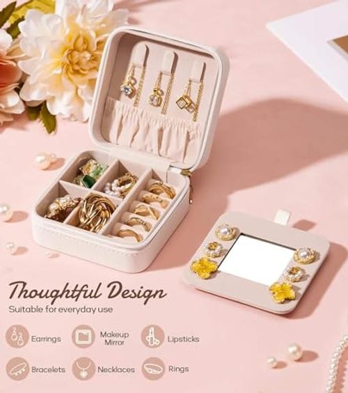 Travel Jewelry Box for Girls: Traveling Ring Case Gift for Women – A White