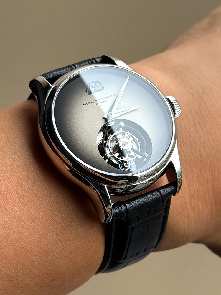 Merkur Tourbillon Watch Sapphire Luxury Mechanical Wristwatch Waterproof 42mm Me