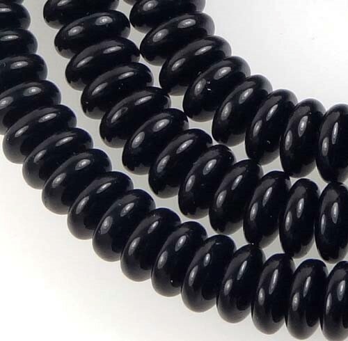 50 Czech Glass Rondelle Beads – Jet / black onyx 6x2mm