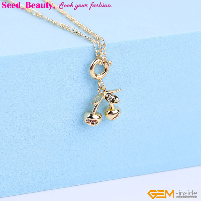 18k Gold Filled Plant Fruit Crystal Charm Pendant Bead Jewelry Making Not plated