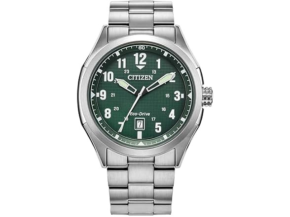 Citizen Eco Drive Green Dial Stainless Steel Date Bracelet Watch AW1890-51X