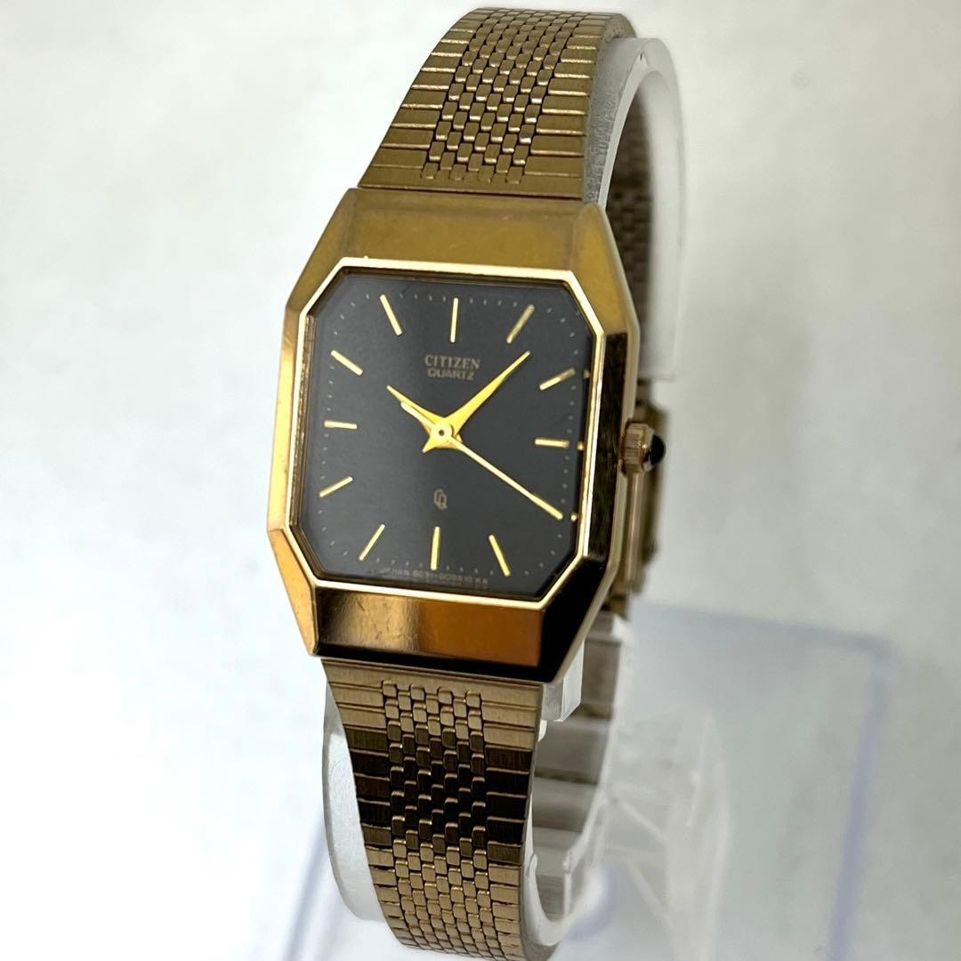 【T】Rare✨CITIZEN Quartz Watch Gold Octagonal Fixed