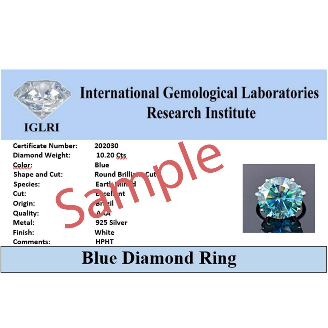 HUGE & RARE 35.75 Ct Blue Diamond Solitaire Cocktail Statement Ring-great lustre
