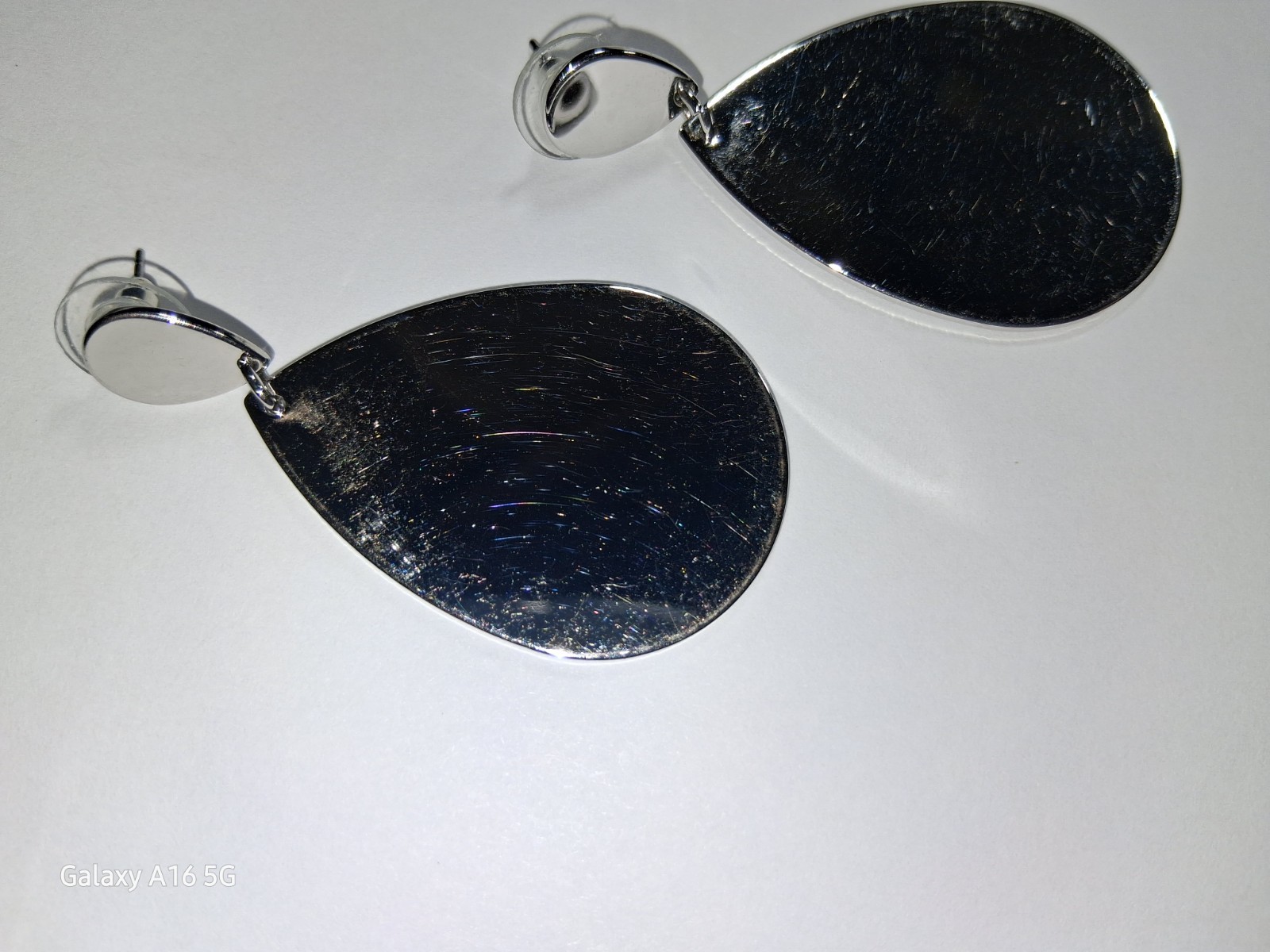 Silvertone Dangle Pear Shape Earrings