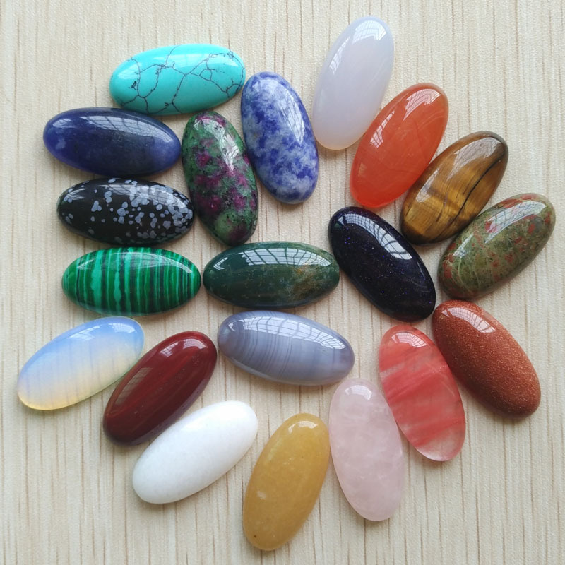Assorted natural stone mixed Oval CAB CABOCHON 15x30mm DIY 20pcs No Holes