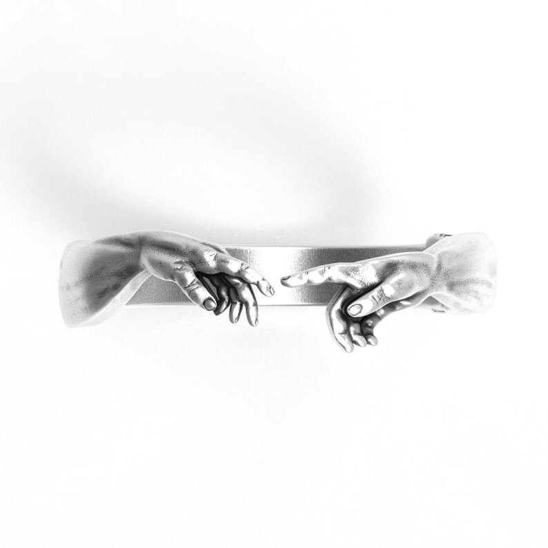 The Creation of Adam Michelangelo Ring, Hand of God Ring, Renaissance Men Band