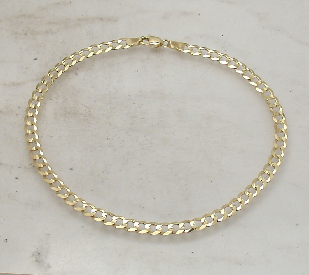 4.7mm Curb Cuban Link Ankle Bracelet Anklet Real Solid 10K Yellow Gold ALL SIZES