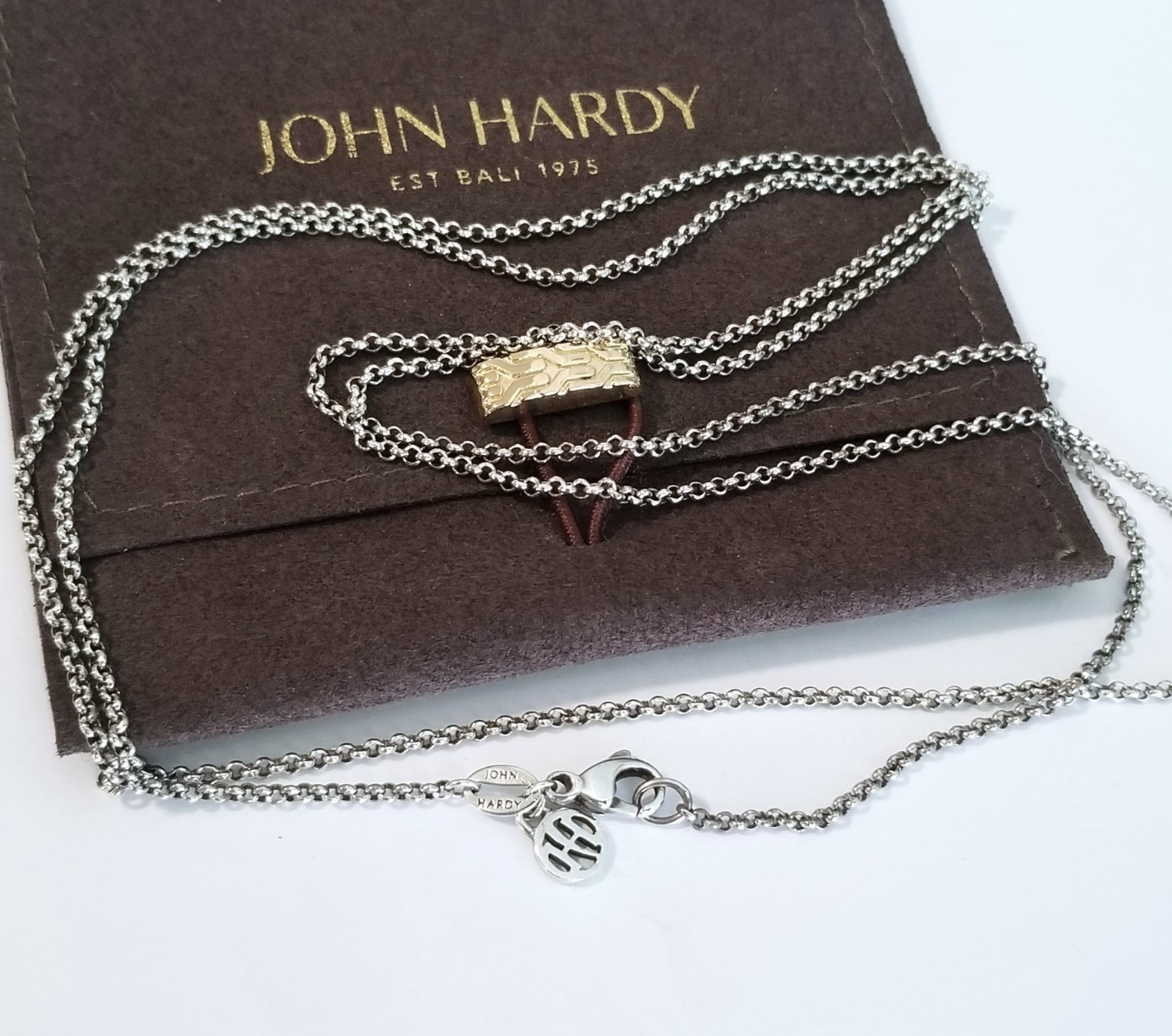 JOHN HARDY – Sterling Silver Rolo Chain Link Necklace – 36″ length – Stunning!