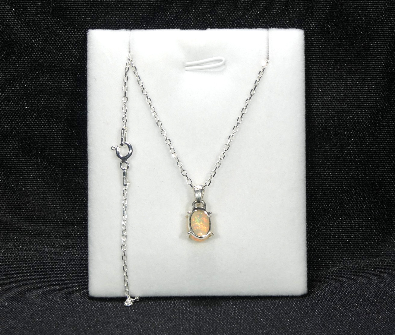 Natural Oval Ethiopian Welo Opal Solid Sterling Silver Italian Necklace-45.5 cm