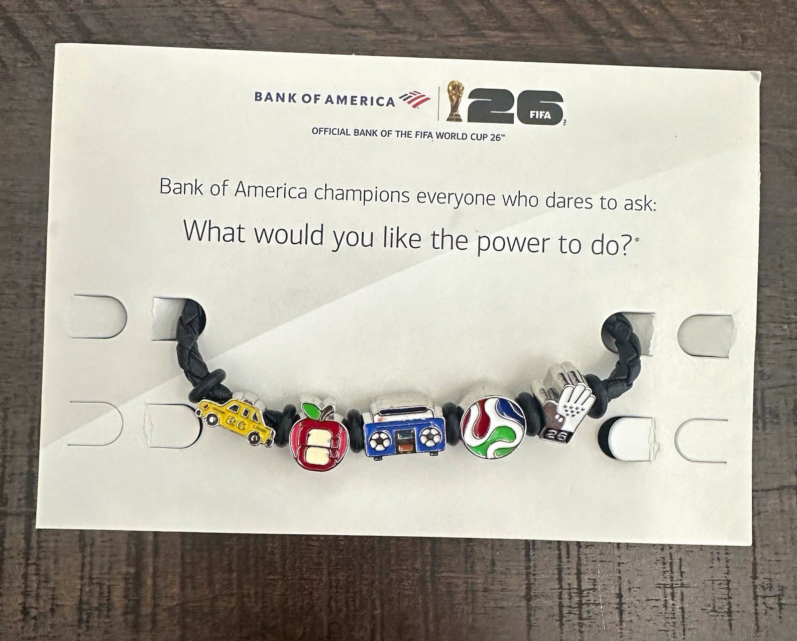 3 Rare New York FIFA Bank of America World Cup Charms Black Cord Size Small